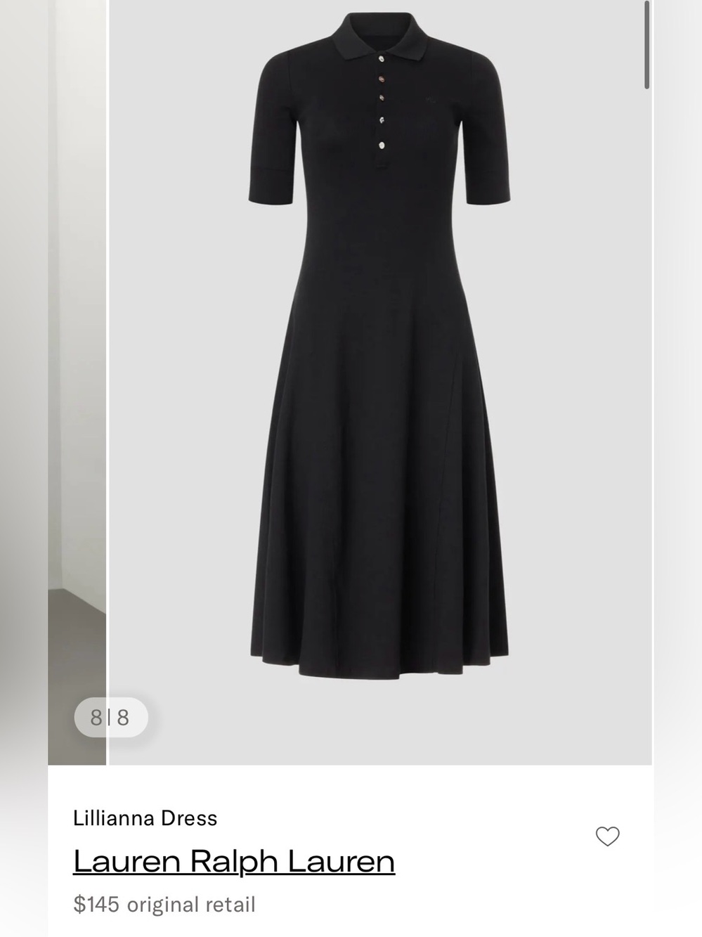 Lauren Ralph Lauren Black Button-Front Midi Fit-and-Flare Dress